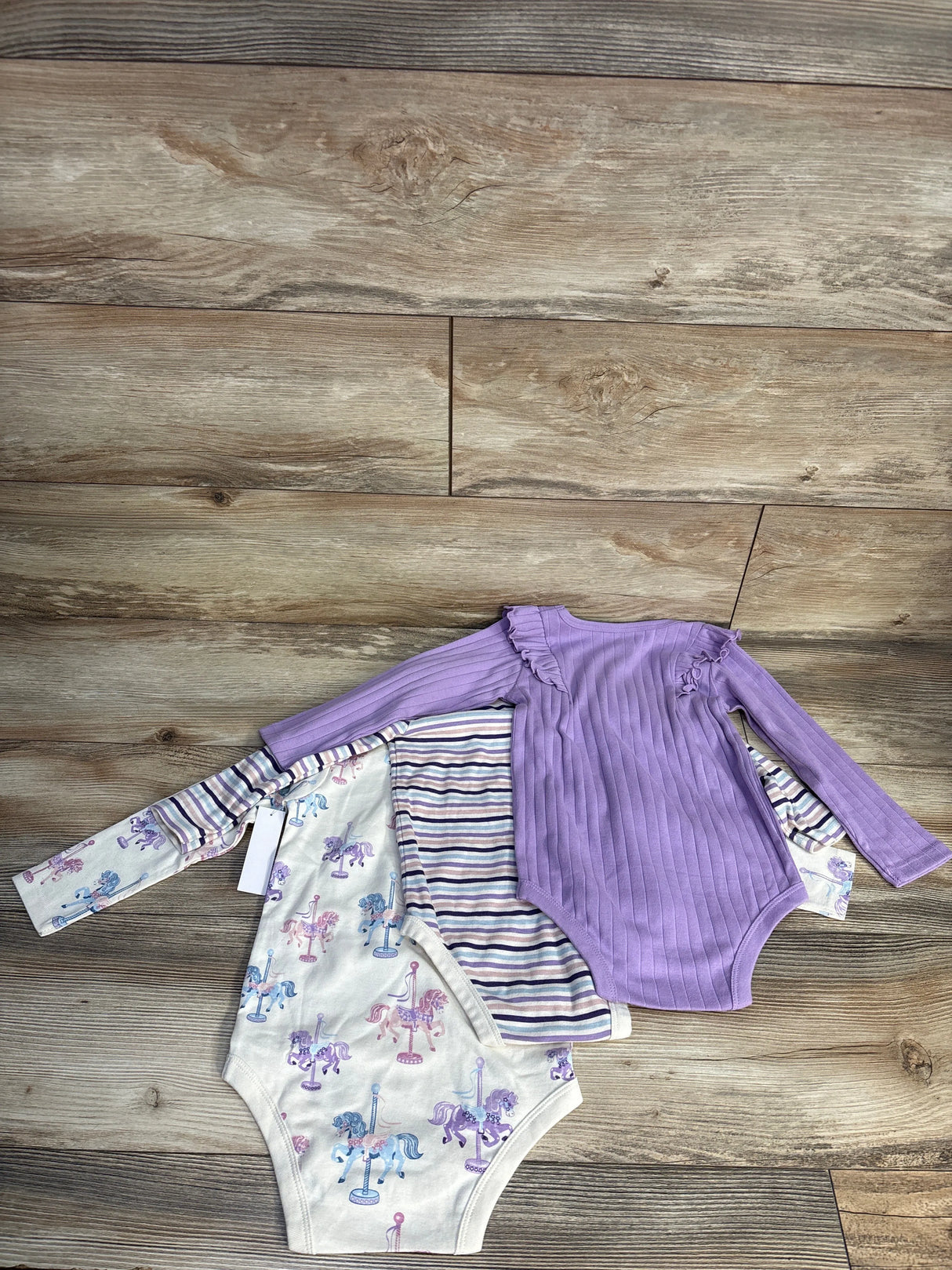 NEW Member's Mark Organic 3pk Long Sleeve Bodysuits Ivory sz 24m
