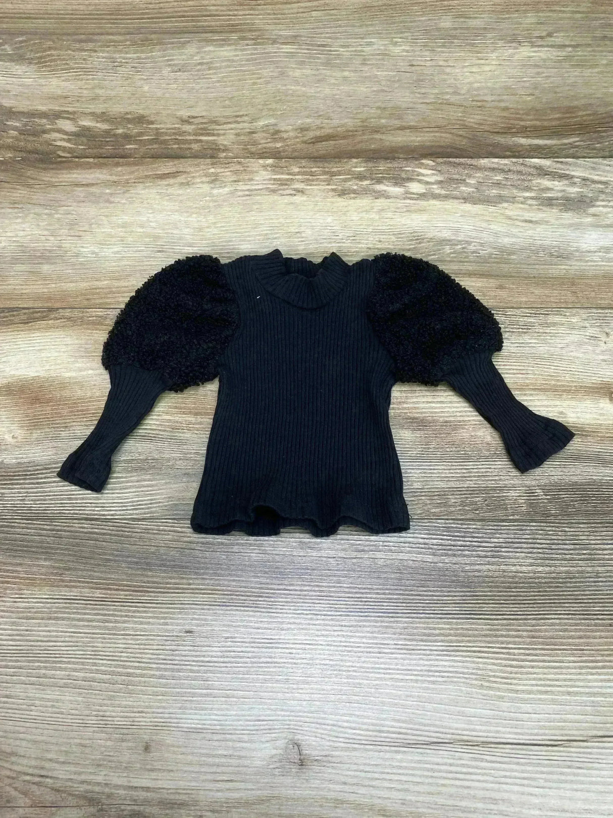 Shein Ribbed Puff Sleeve Shirt Black sz 3-6m - Me n Mommy To Be