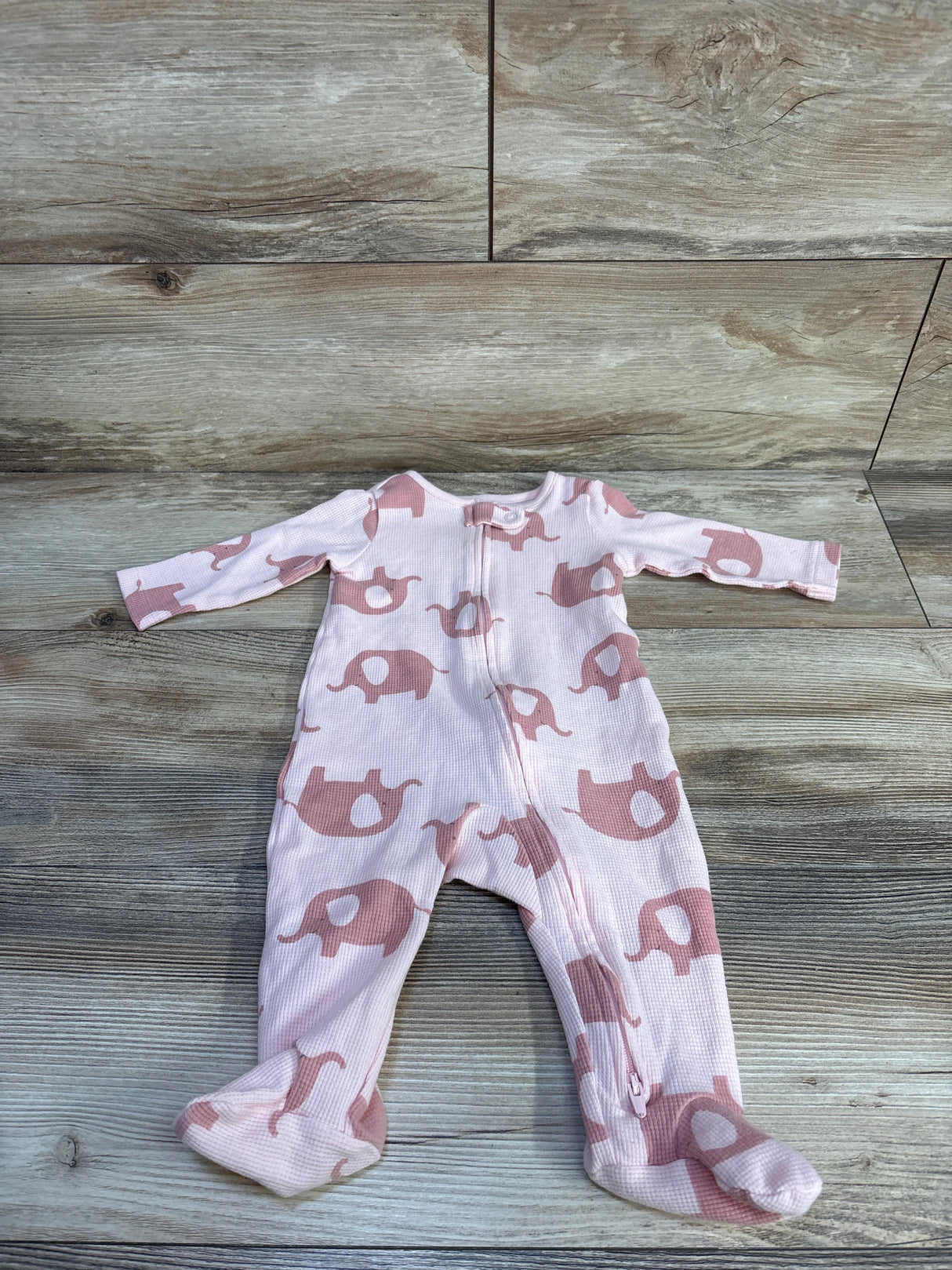 Simple Joys Elephant Waffle Knit Sleeper Pink sz 3-6m