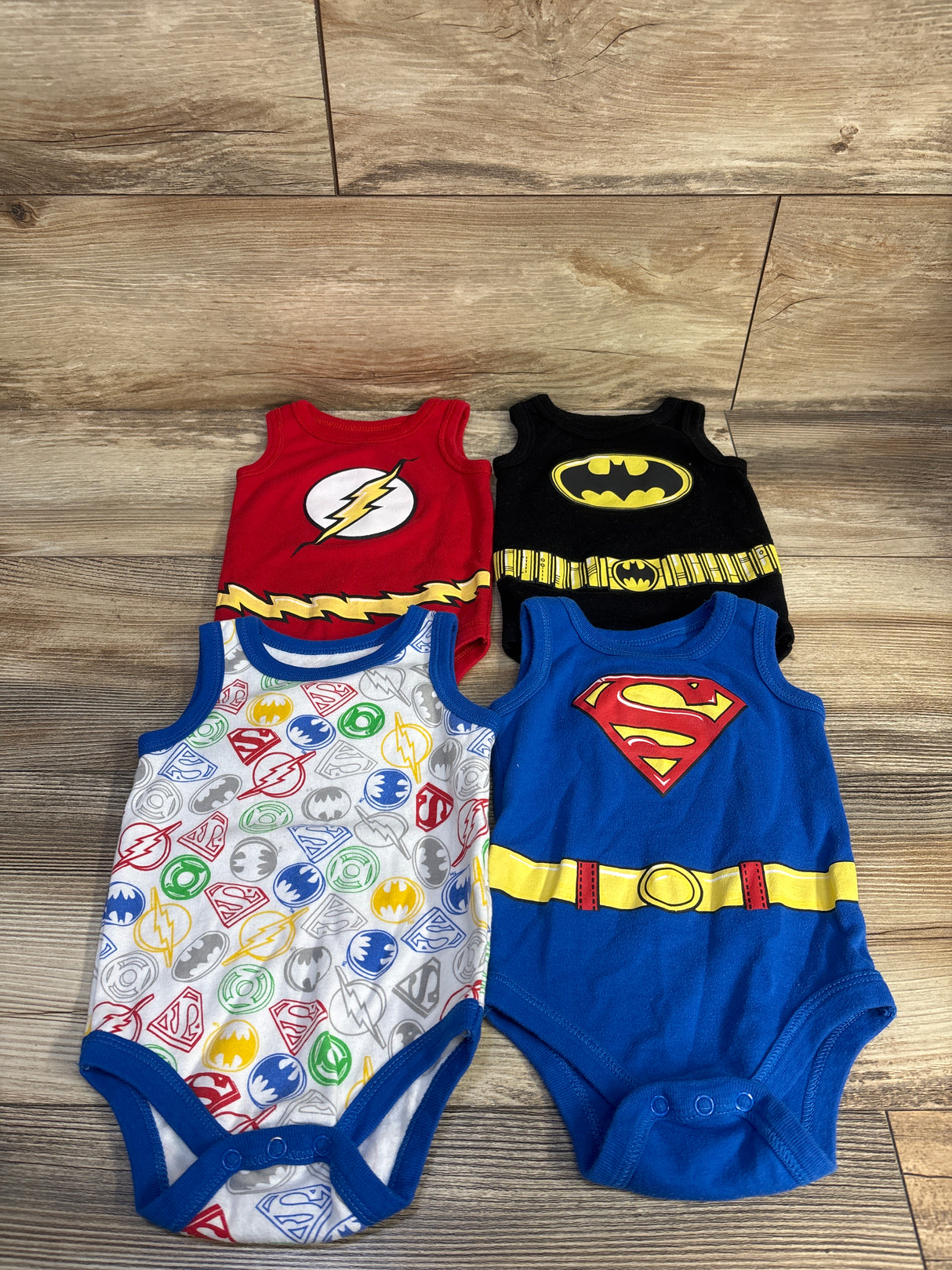 Justice League 4pk Tank Bodysuits Blue sz 3/6m