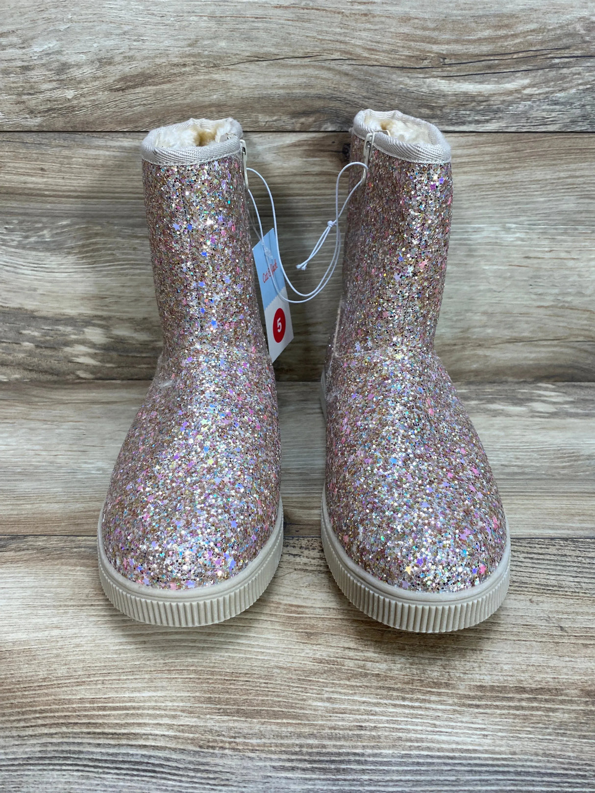 NEW Cat & Jack Holland Shearling Style Boots Gold Sz 5Y - Me n Mommy To Be