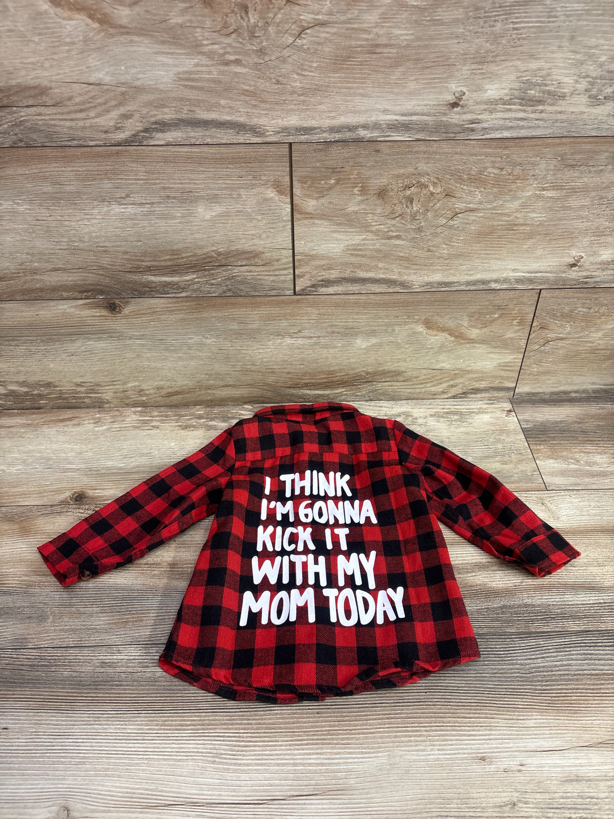 Mersariphy 'I Think I'm Gonna Kick It With My Mom Today' Flannel Red sz 3T