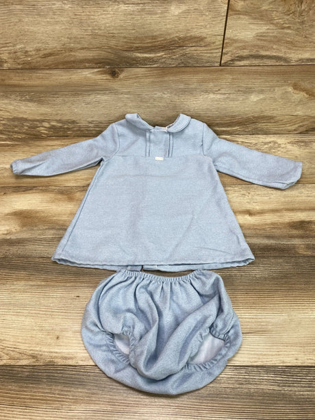 Babidu Blue Long Sleeve Dress & Bloomers sz 24m - Me n Mommy To Be