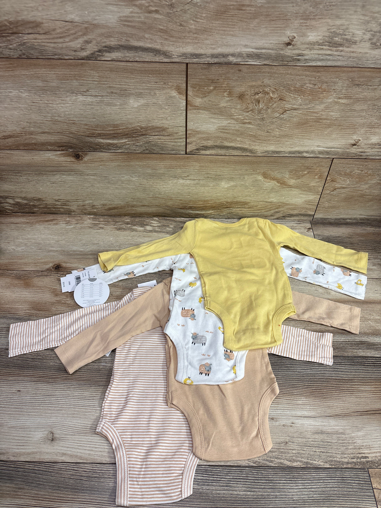 NEW Koala Baby 4pk Long Sleeve Bodysuits Tan sz 3-6m