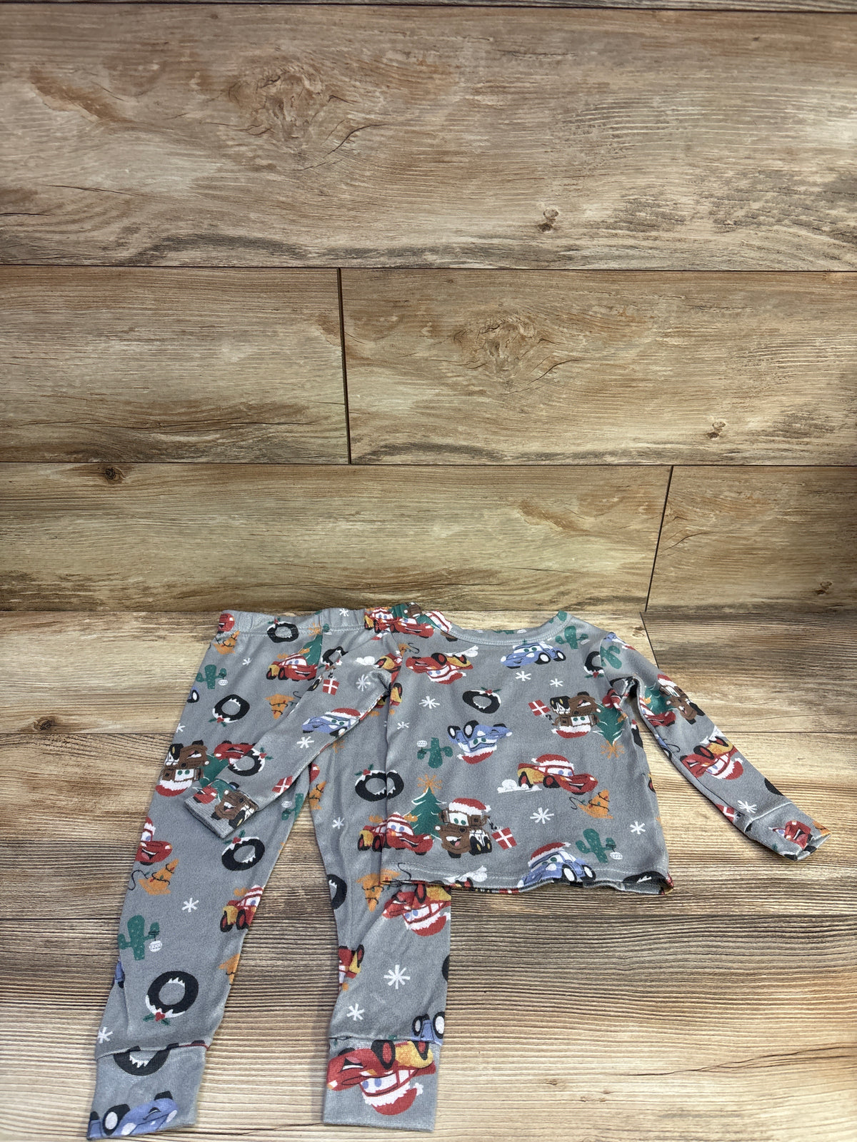 Disney Pixar Cars 2pc Christmas Pajama Set Grey sz 3T