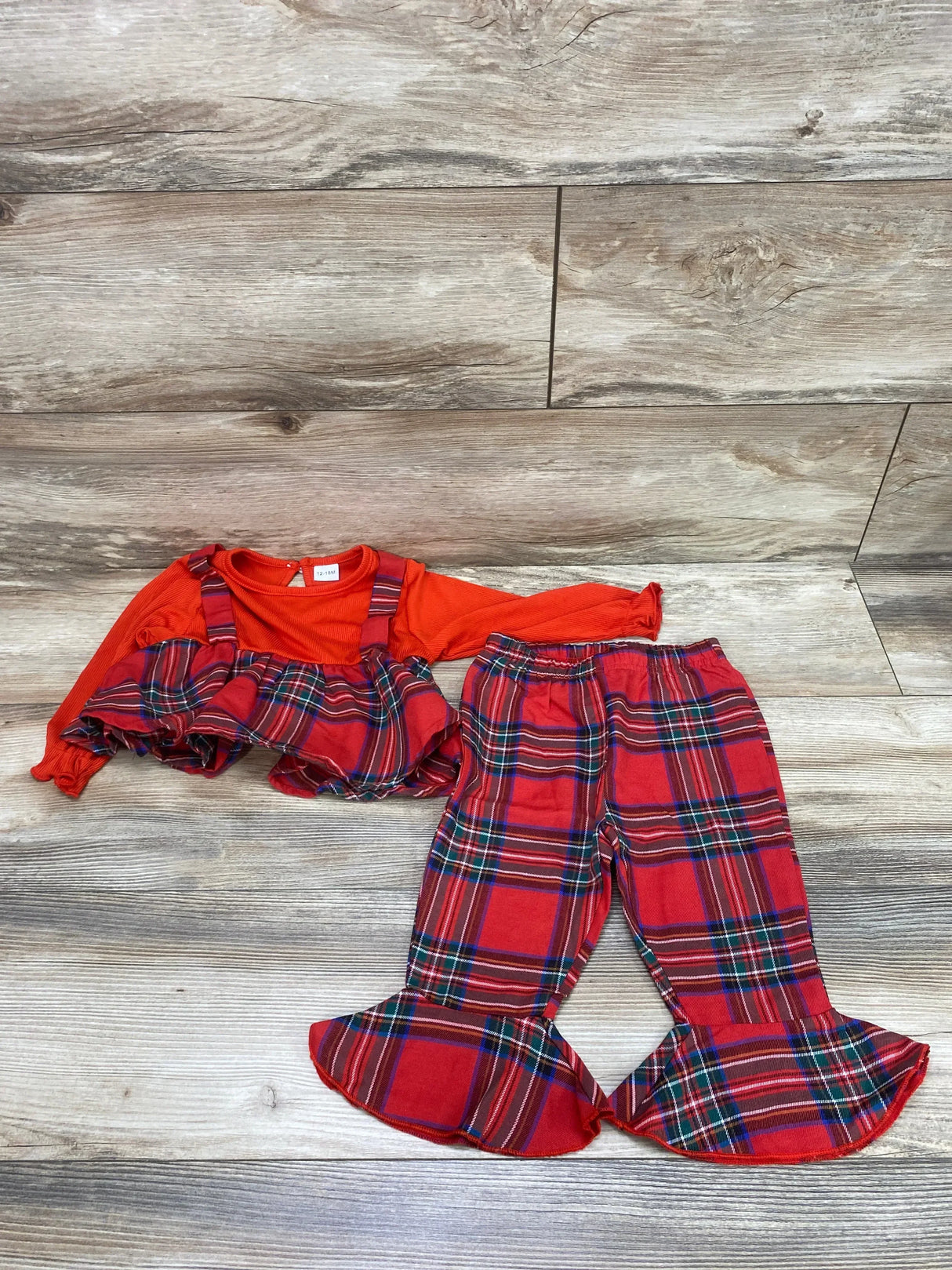 2pc Ribbed Plaid Top & Pants Red sz 12-18m - Me n Mommy To Be
