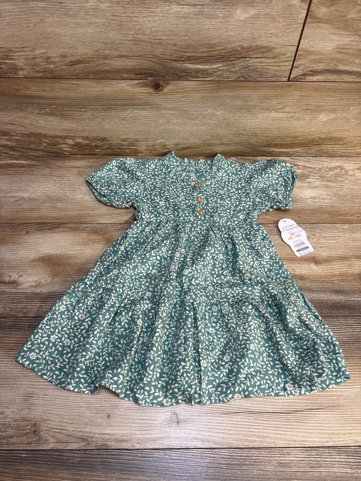 Wonder Nation Floral Dress Green sz 2T