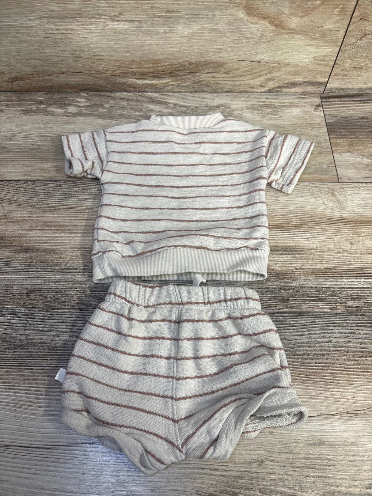 Little Planet Organic 2pc Striped Shirt & Short Set Beige sz 3m