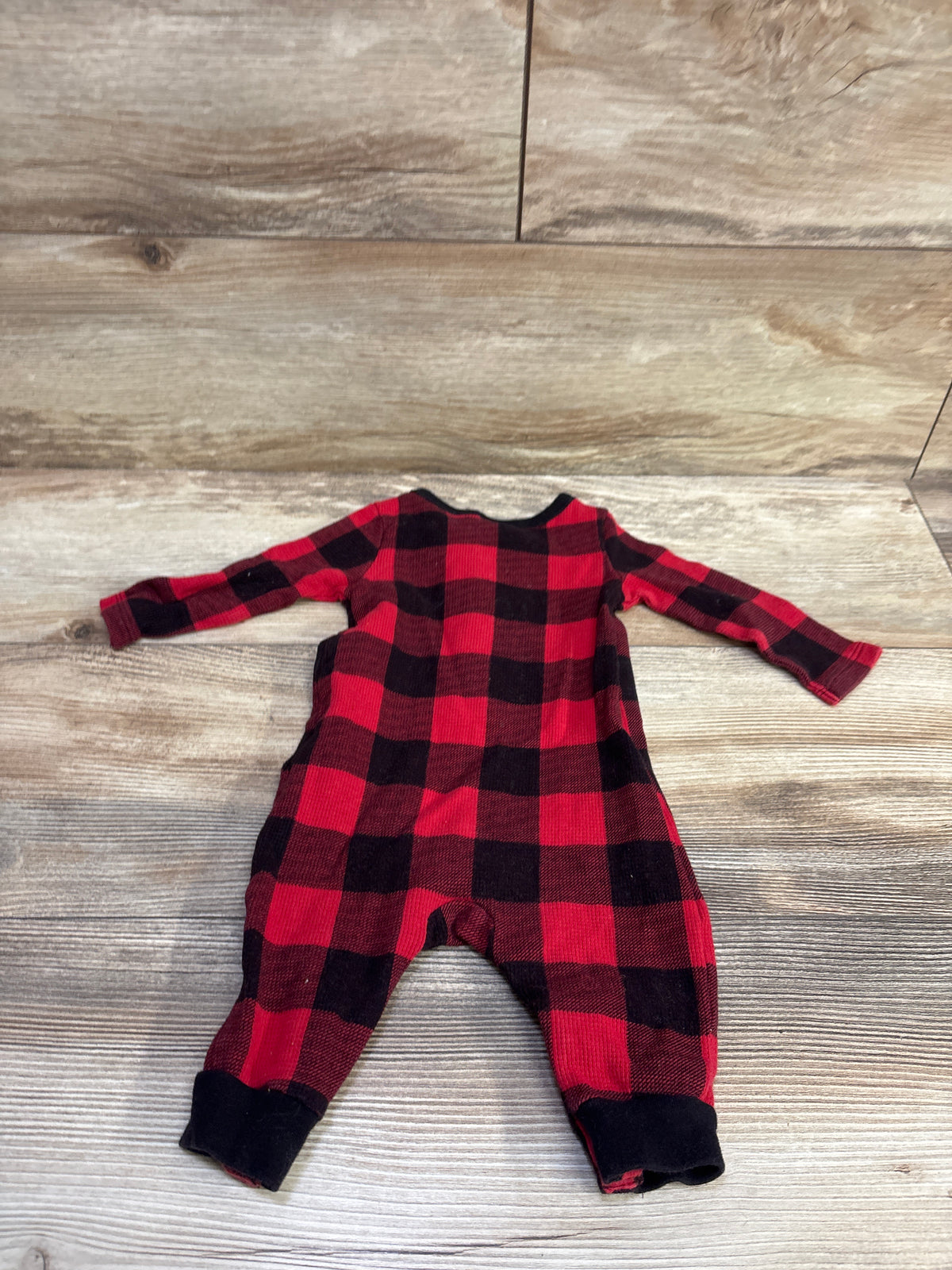 Old Navy Plaid Thermal Henley Coverall Red sz 3-6m