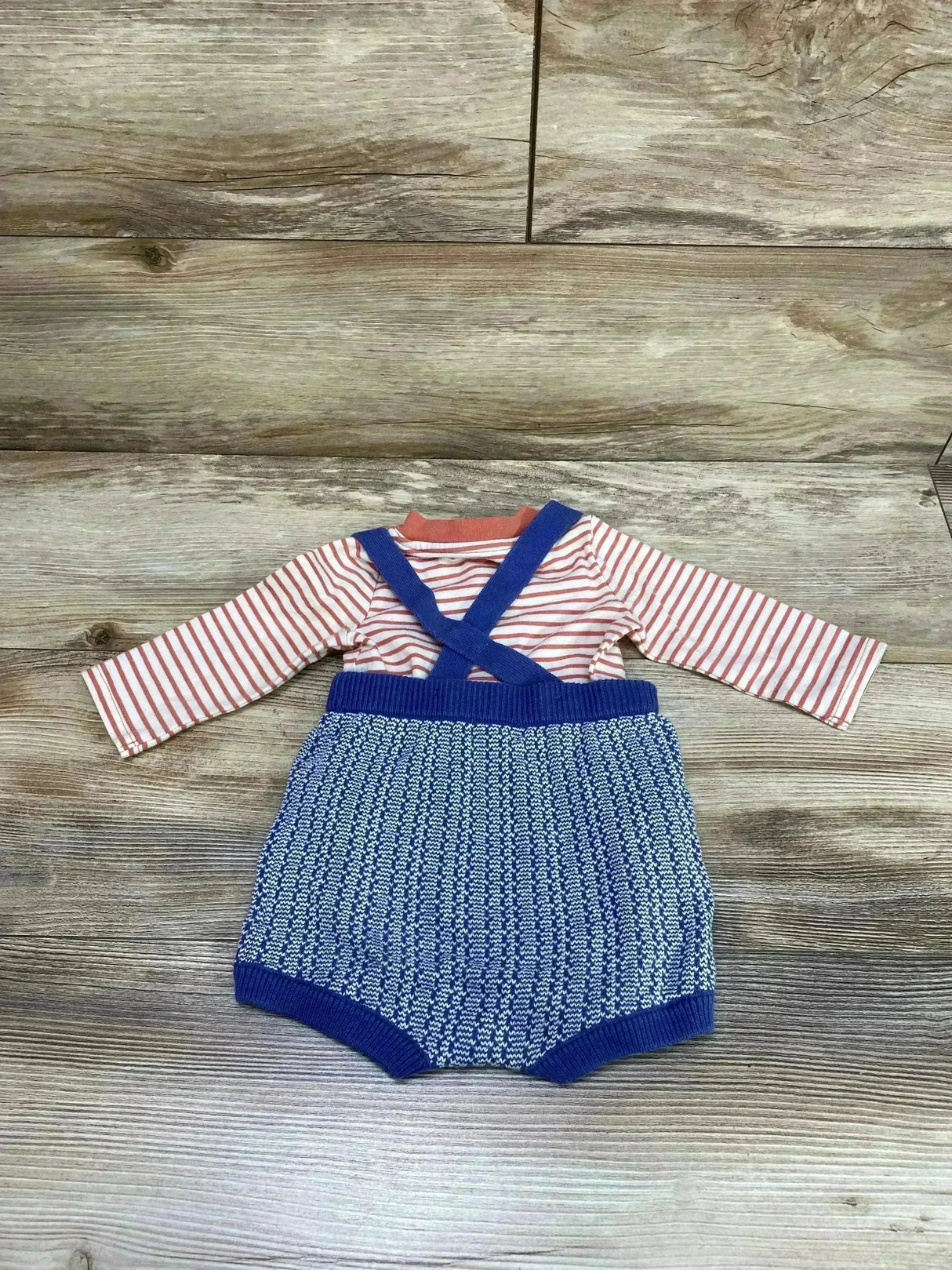 Cat & Jack 2pc Henley Bodysuit & Knit Shorts White/Blue sz 3-6m - Me n Mommy To Be