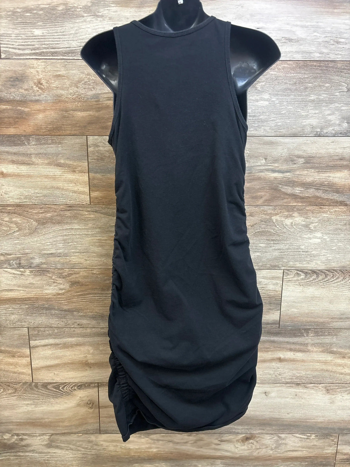Front view of black Isabel maternity tank bodycon dress showing sleeveless scoop neckline and fitted silhouette on white background