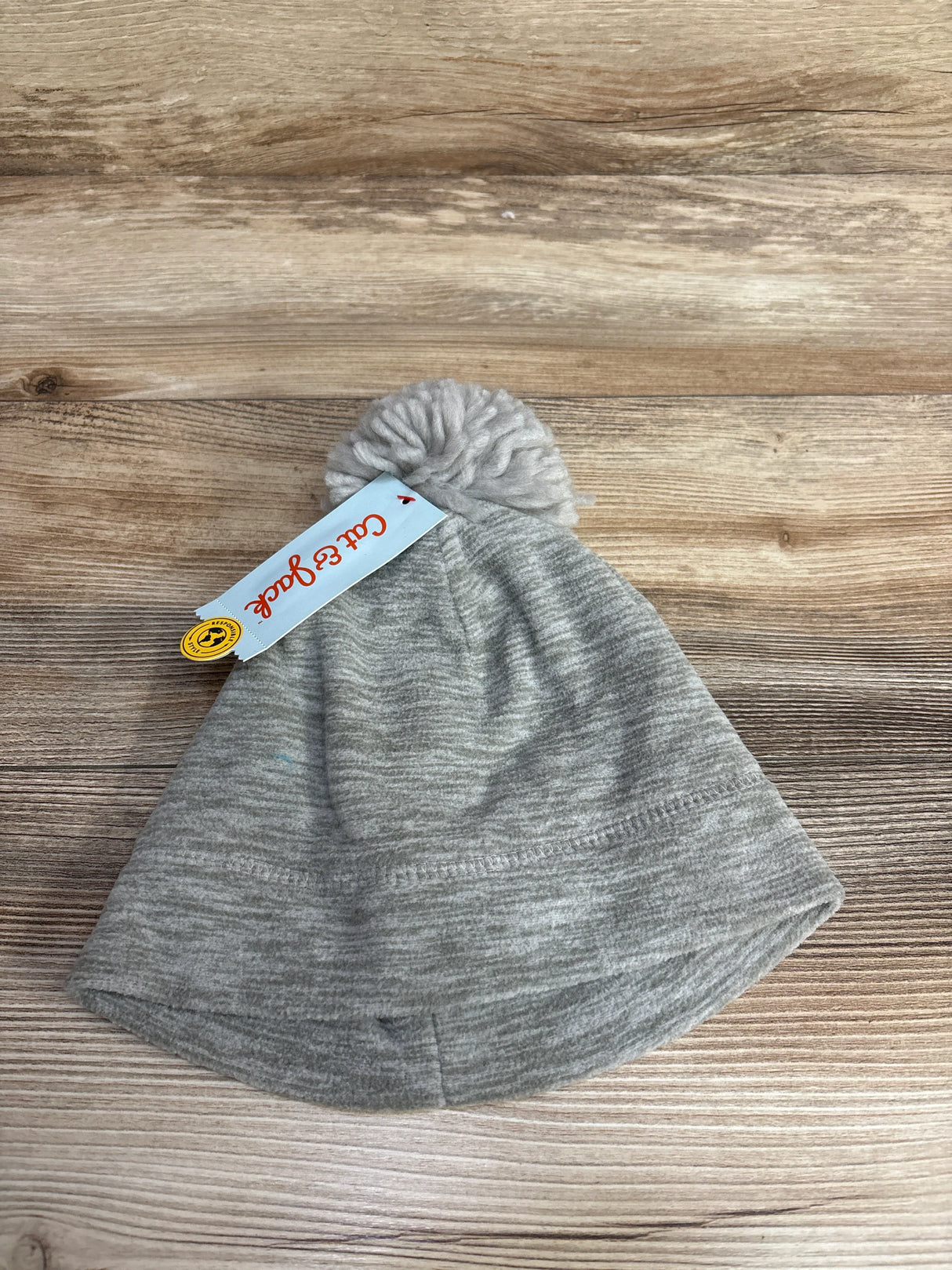 NEW Cat & Jack Fleece Pom Pom Beanie Grey sz 2T-5T