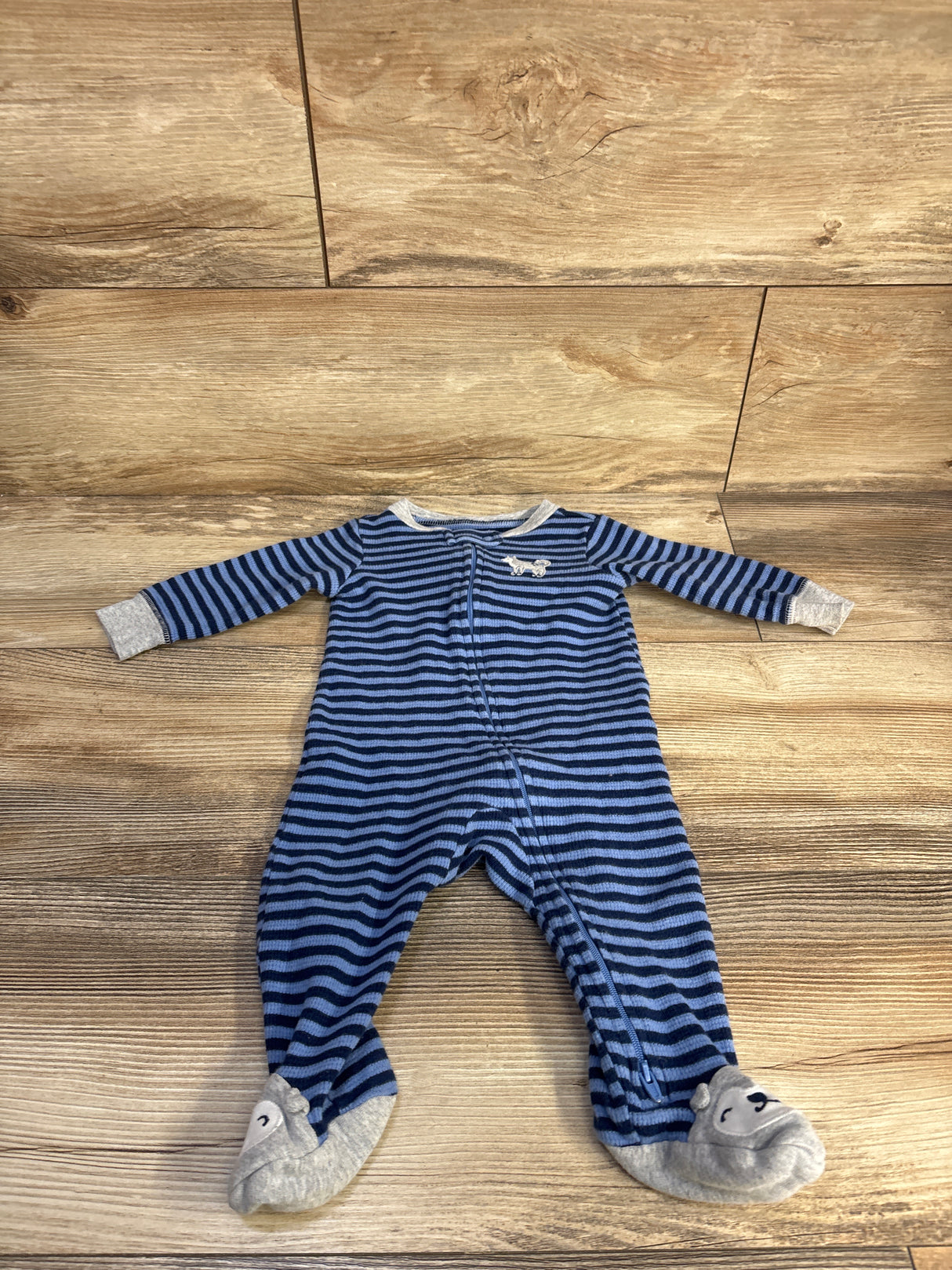 Carter's Striped Waffle Knit Sleeper Blue sz 6m
