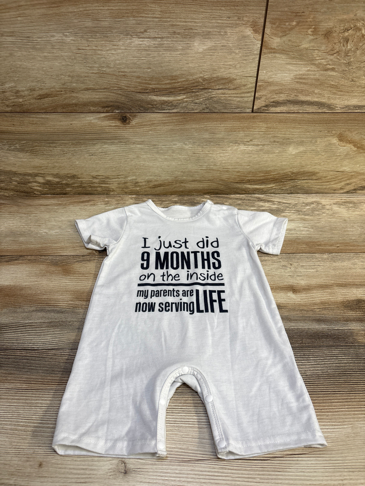 I Just Did 9 Months On The Inside Romper White sz 12-18m