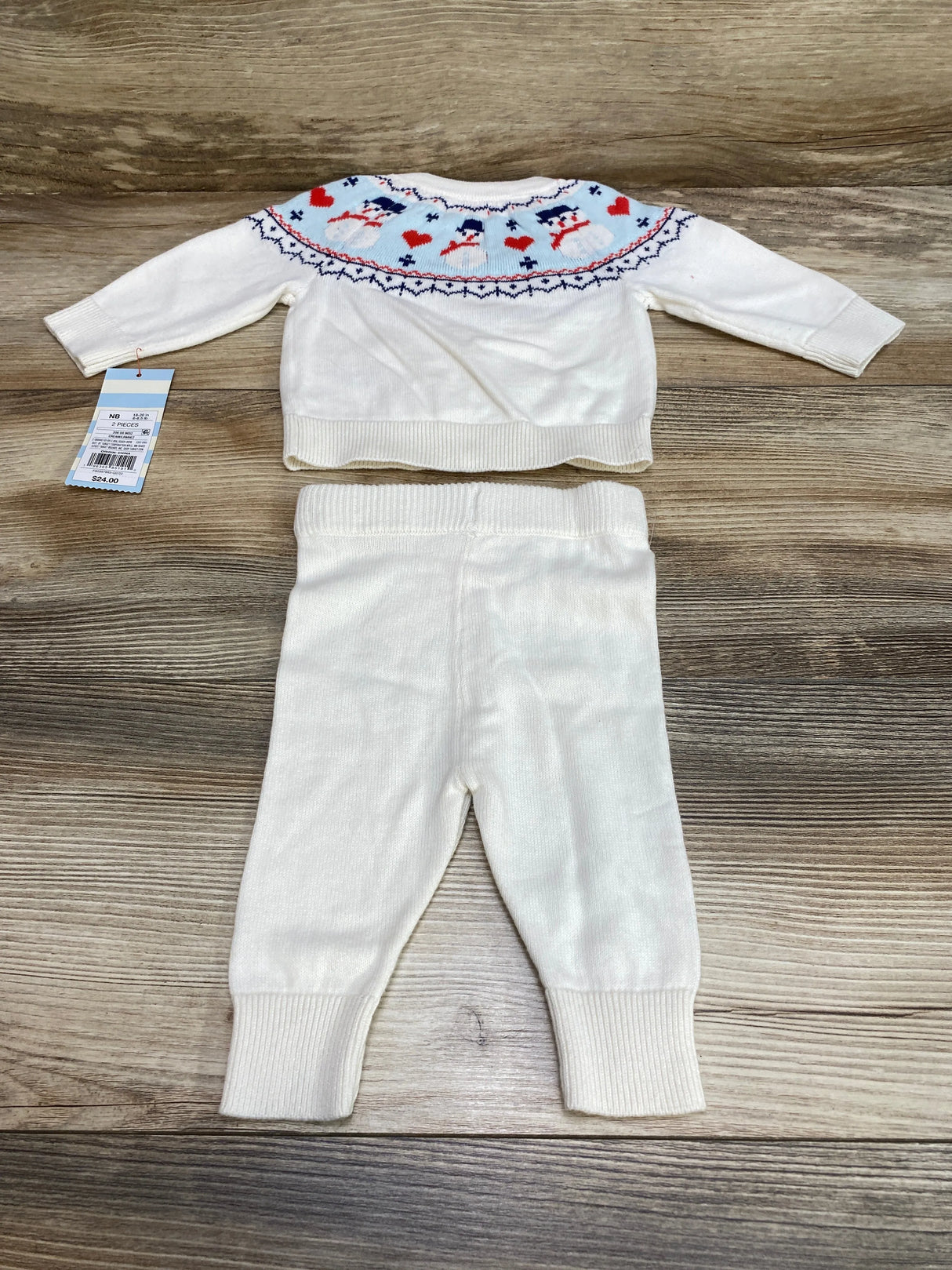 NEW Cat & Jack 2pc Snowman Fair Isle Sweater Set White sz Newborn - Me n Mommy To Be