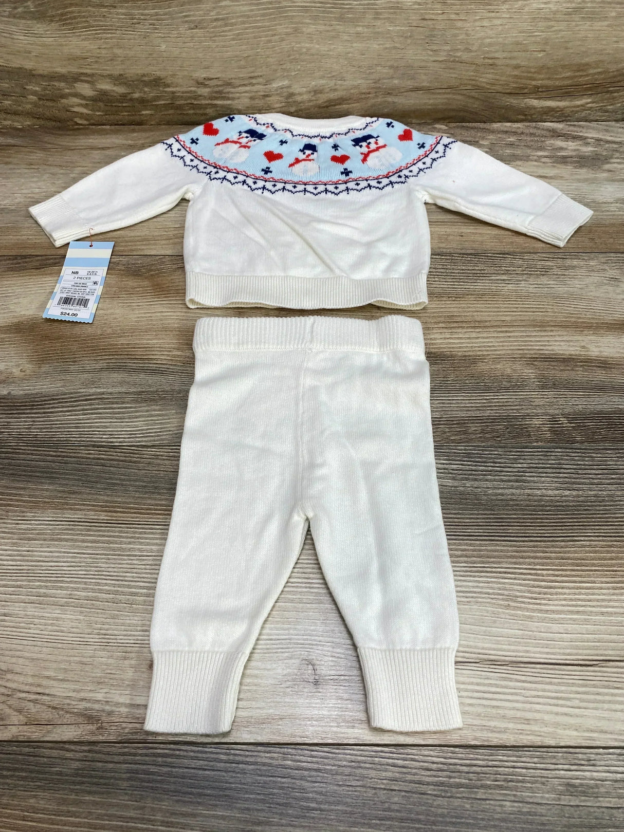 NEW Cat & Jack 2pc Snowman Fair Isle Sweater Set White sz Newborn - Me n Mommy To Be
