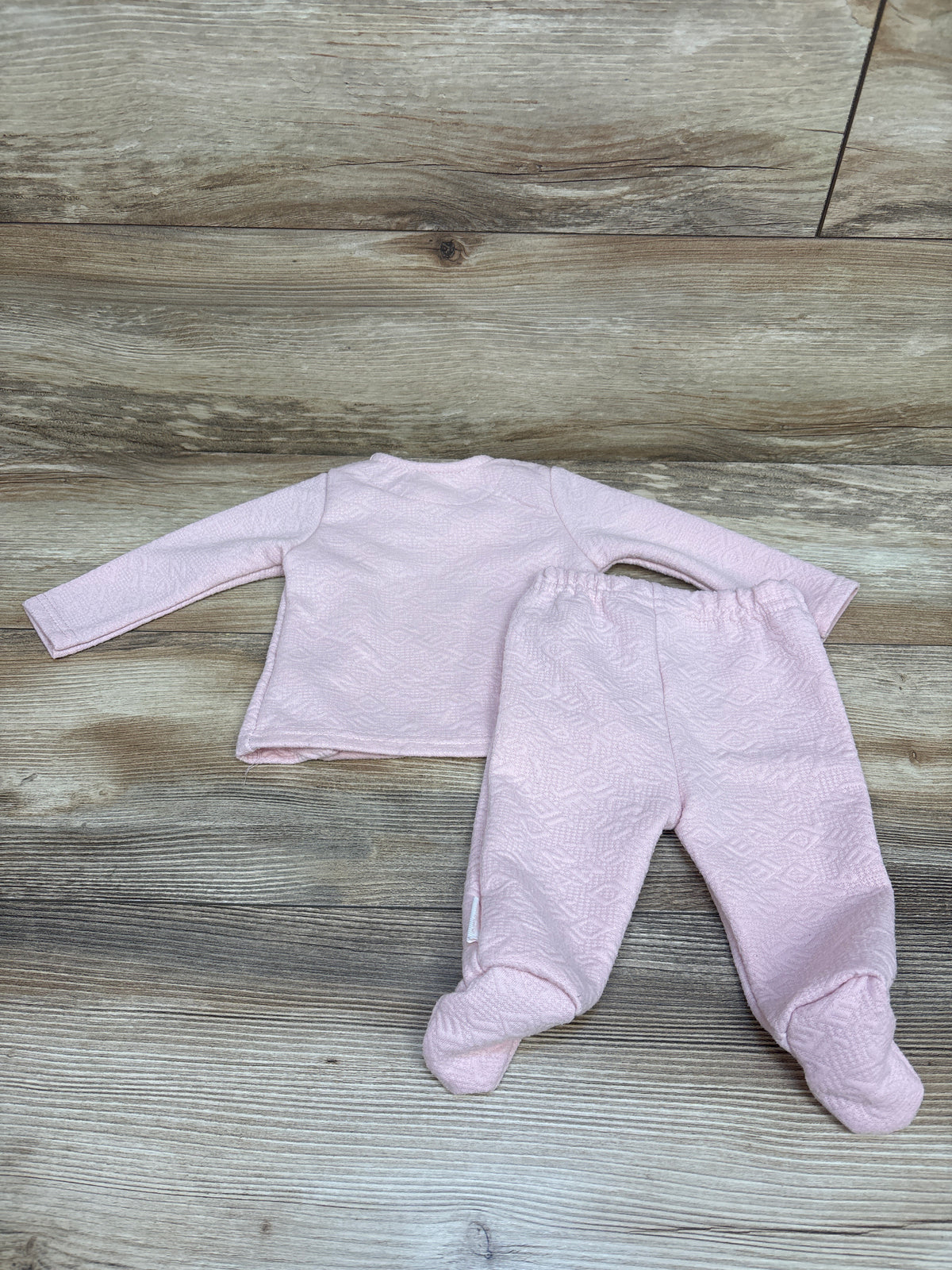 DKNY 2pc Textured Long Sleeve Top & Pants Set Pink sz 0-3m