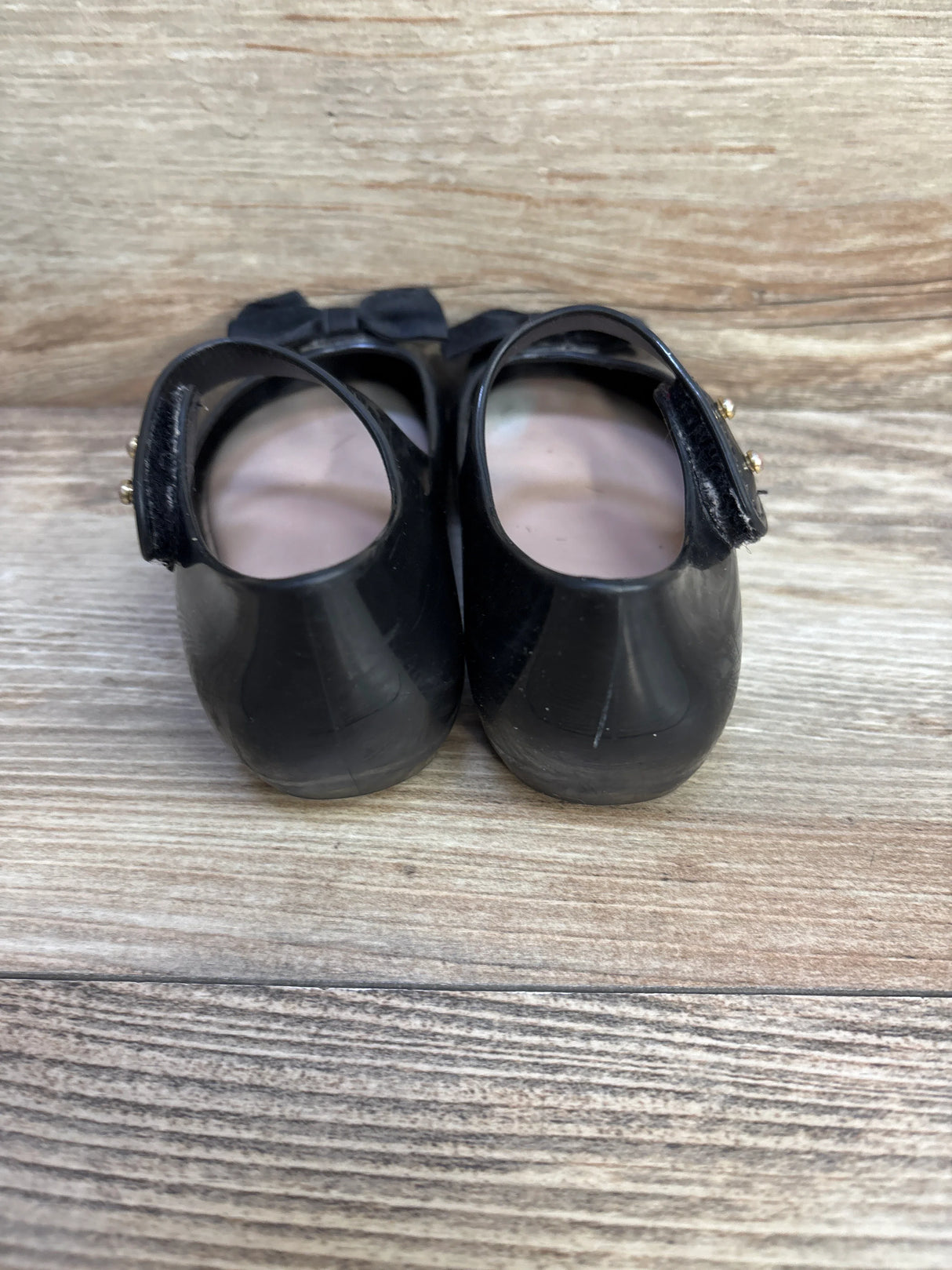 Mini Melissa 'Ultragirl Bow' Jelly Flat Black sz 8 - Me n Mommy To Be