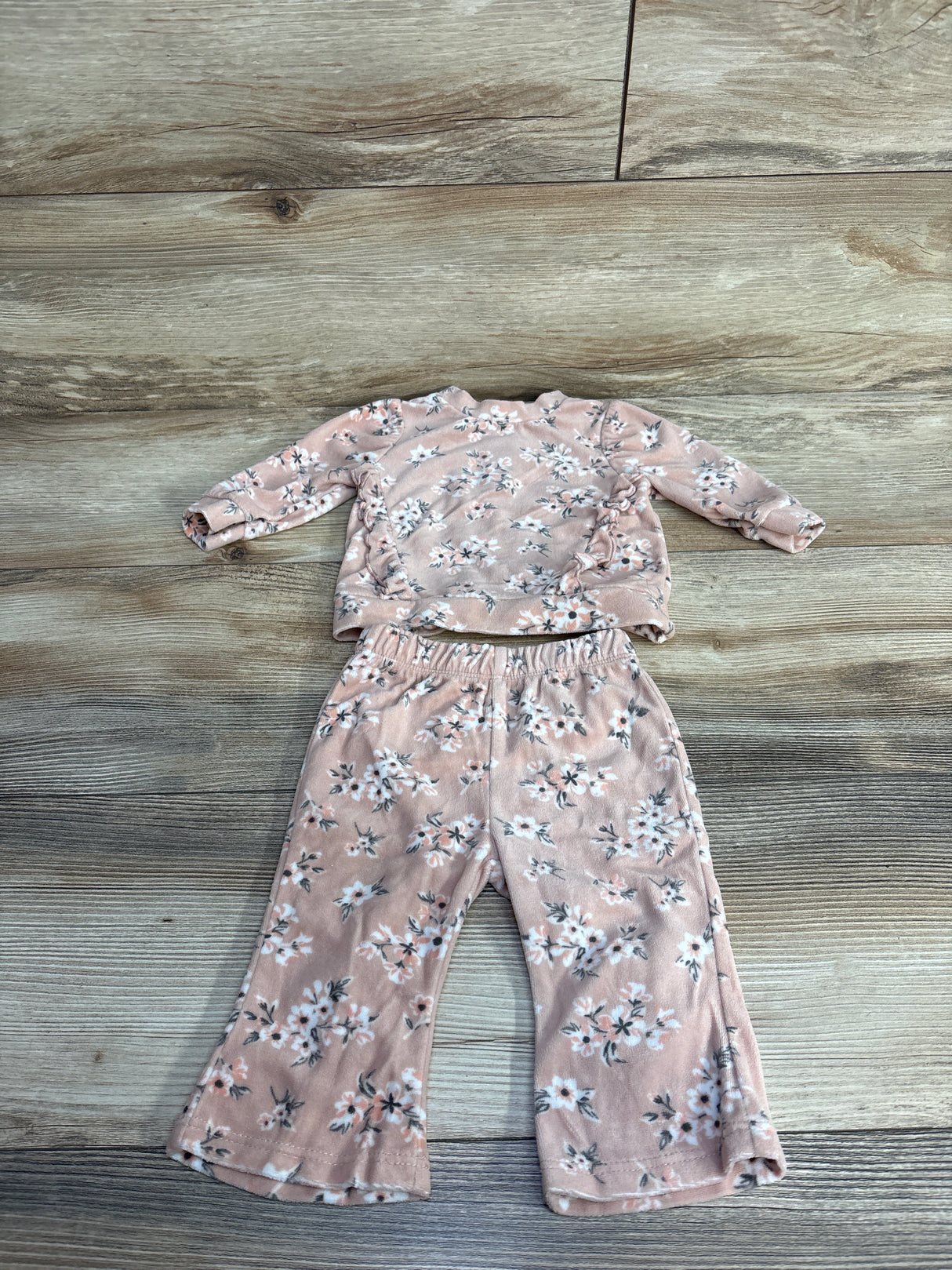 Little Lass 2pc Velvet Long Sleeve Shirt & Pants Pink sz 0-3m