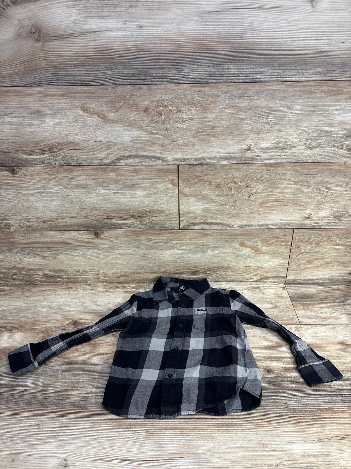 Volcom Plaid Button Up Flannel Black sz 4T