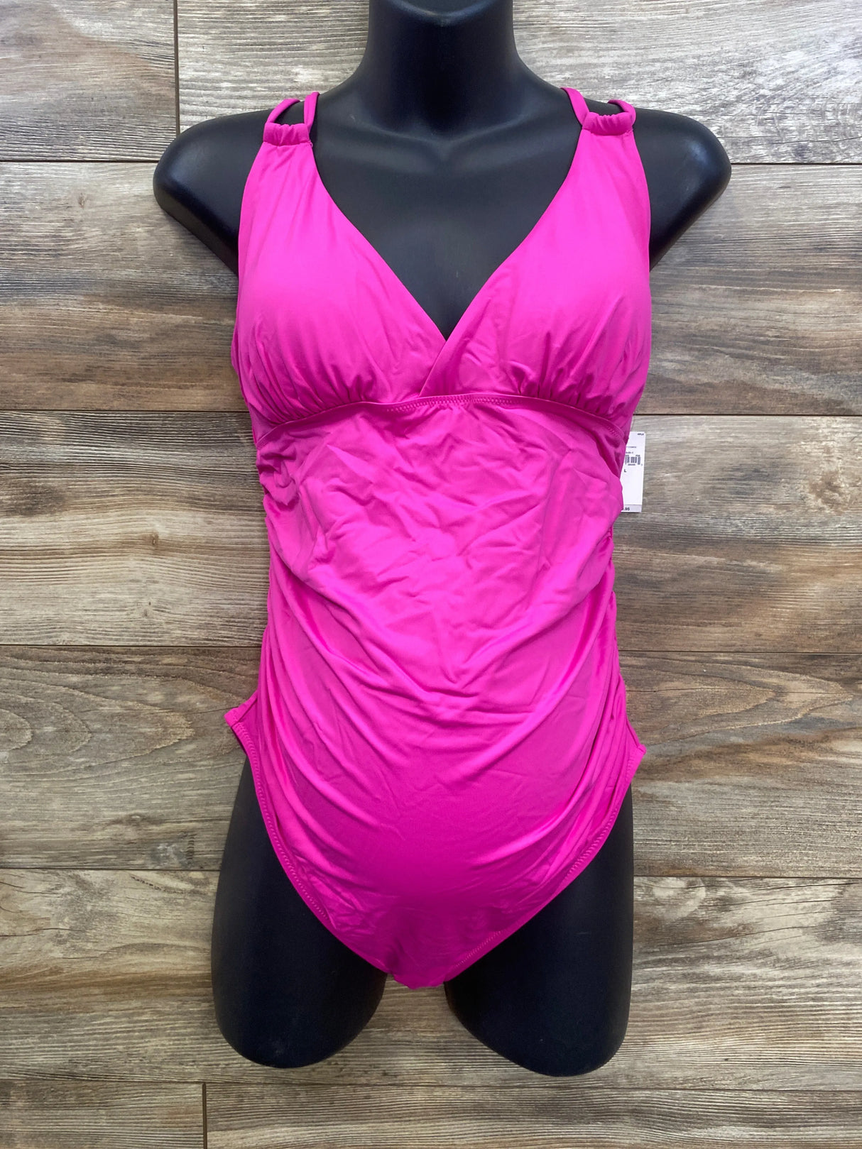 NEW Gap Maternity 1pc Strappy V-Neck Swimsuit Pink sz Large - Me n Mommy To Be