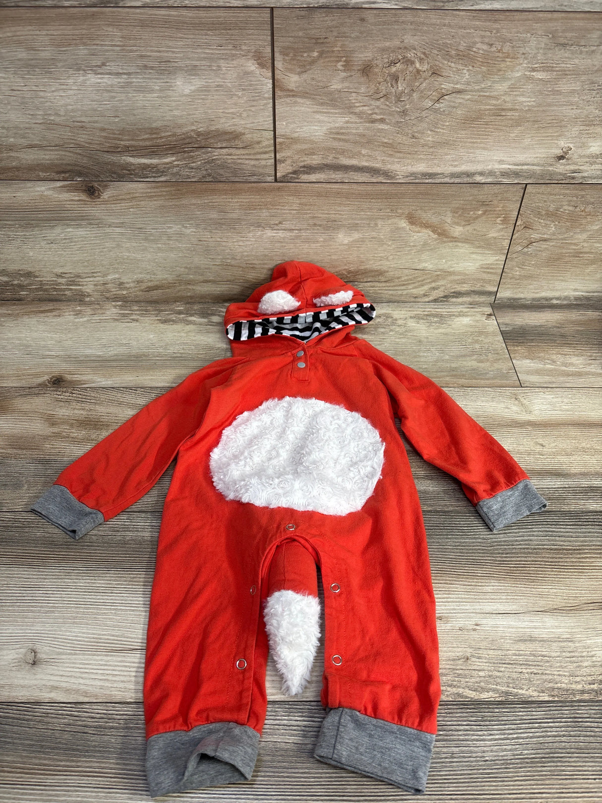 Textured Fox Print Coverall Orange sz 12-18m
