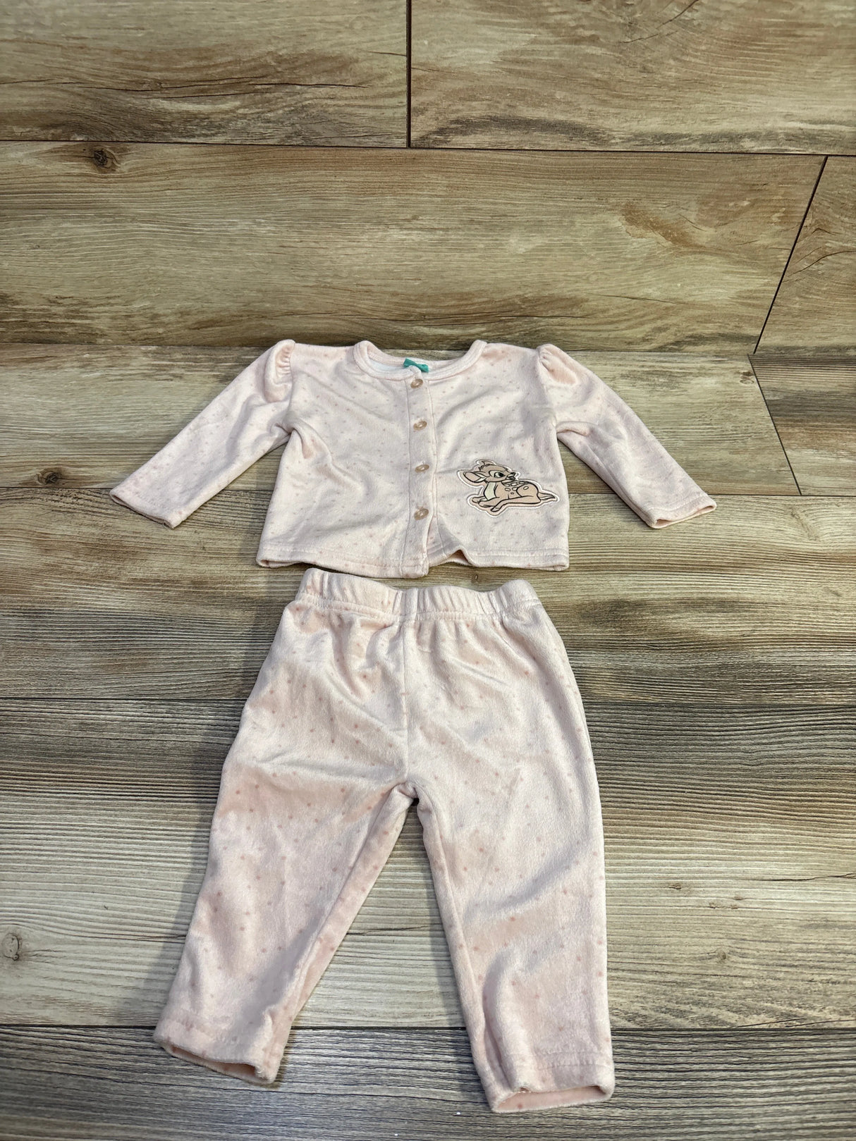 Disney Baby 2pc Bambi Velour Shirt & Pants Set Pink sz 3-6m