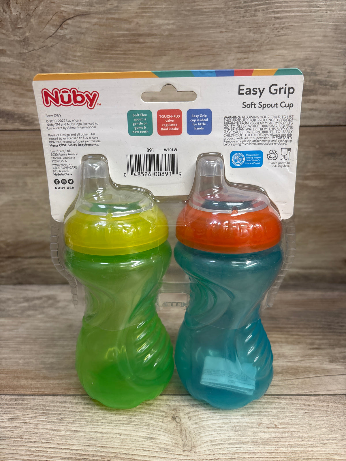 NEW Nuby Easy Grip Soft Spout Cups 2pk Green/Blue 10oz