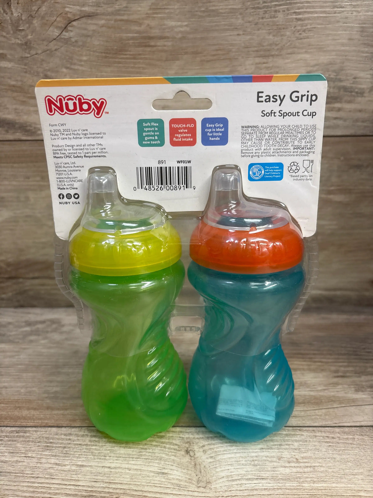NEW Nuby Easy Grip Soft Spout Cups 2pk Green/Blue 10oz