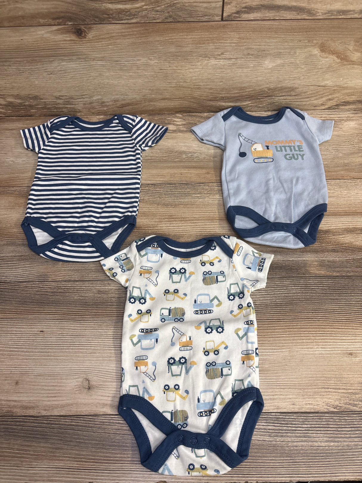 Chick Pea 3pk Bodysuits Little Guy Blue sz 0-3m