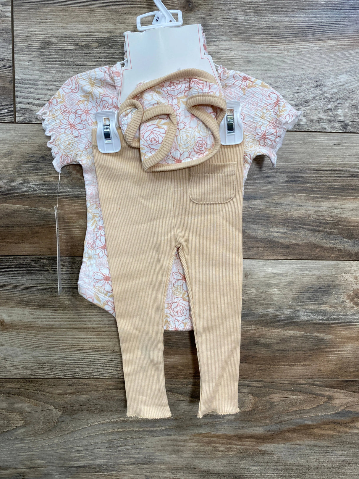 NEW Nicole Miller 4pc Floral Bodysuit & Ribbed Leggings Set White sz 12m