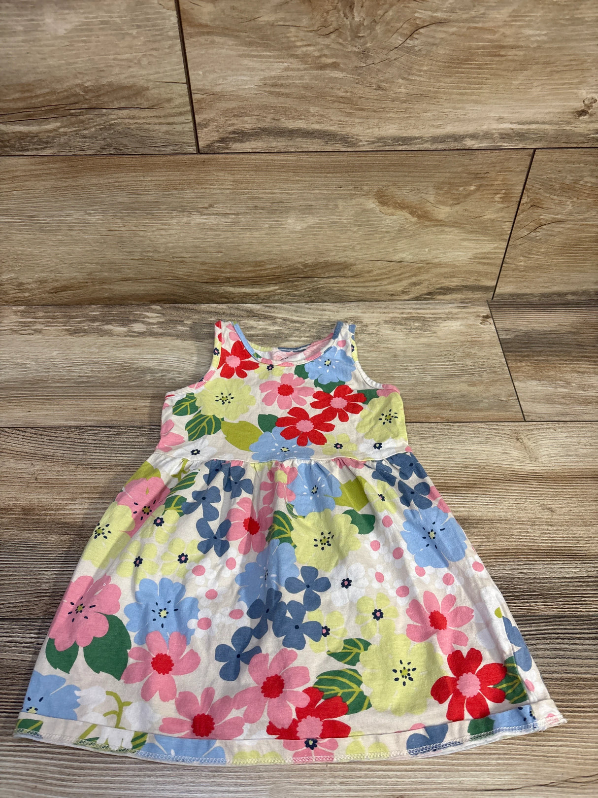 H&M Floral Print Cotton Sleeveless Dress Ivory sz 2T