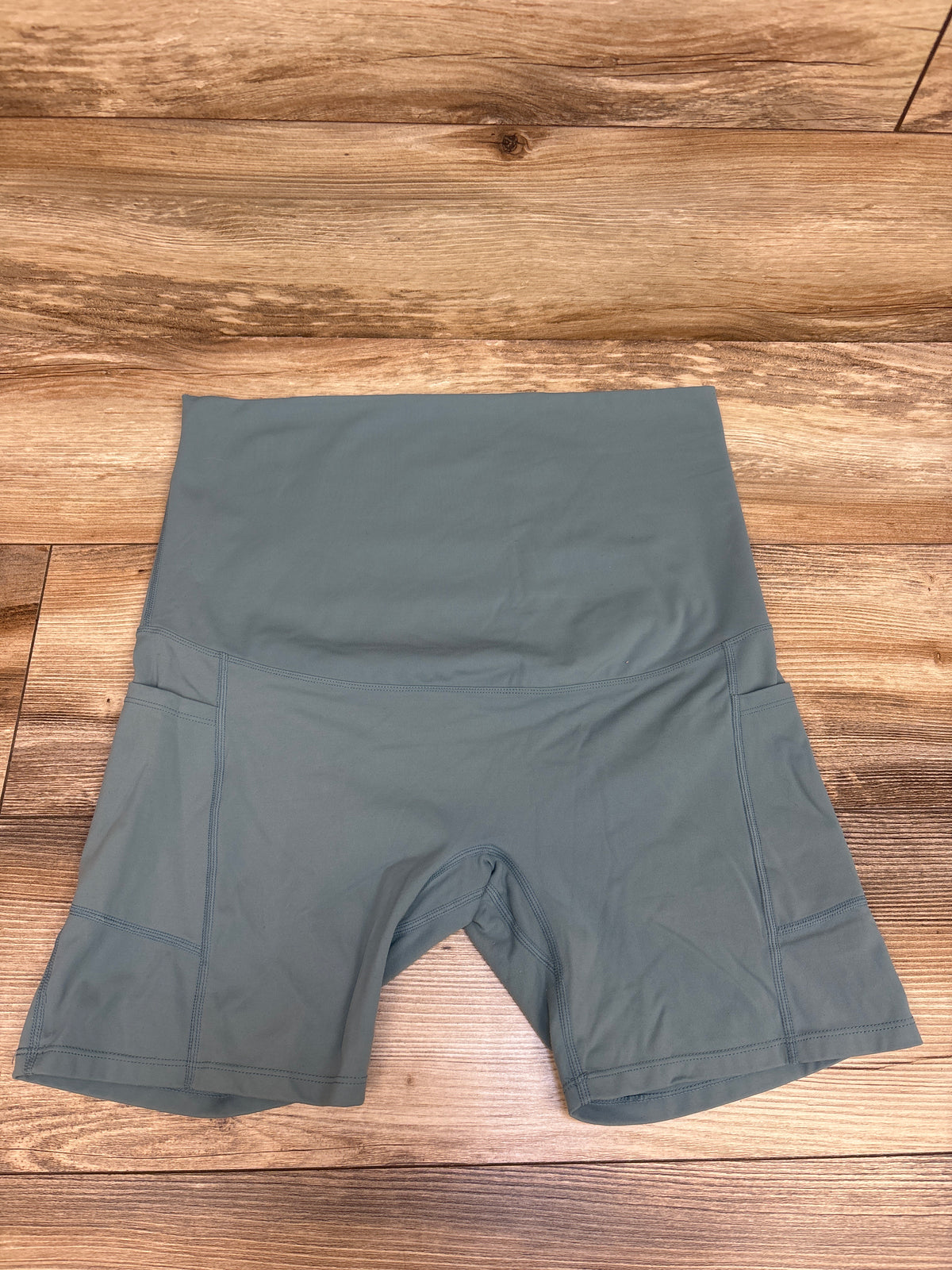 Poshdivah Over The Belly Yoga Shorts Teal sz Large