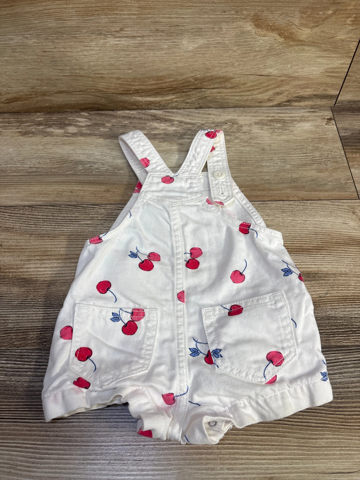 Baby Gap Denim Cherry Shortalls White sz 6-12m