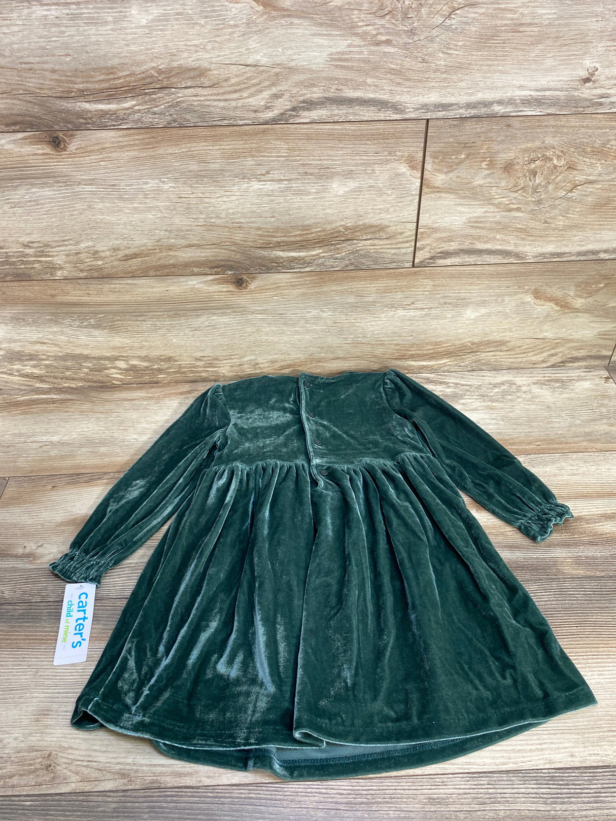 NEW Child of Mine Velvet Long Sleeve Velvet Dress Green sz 3T