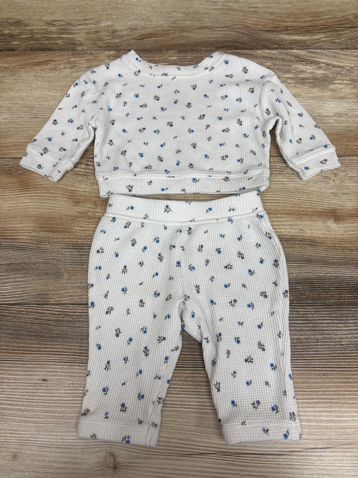 Cat & Jack 2pc Waffle Knit Shirt & Pants Set White sz Newborn