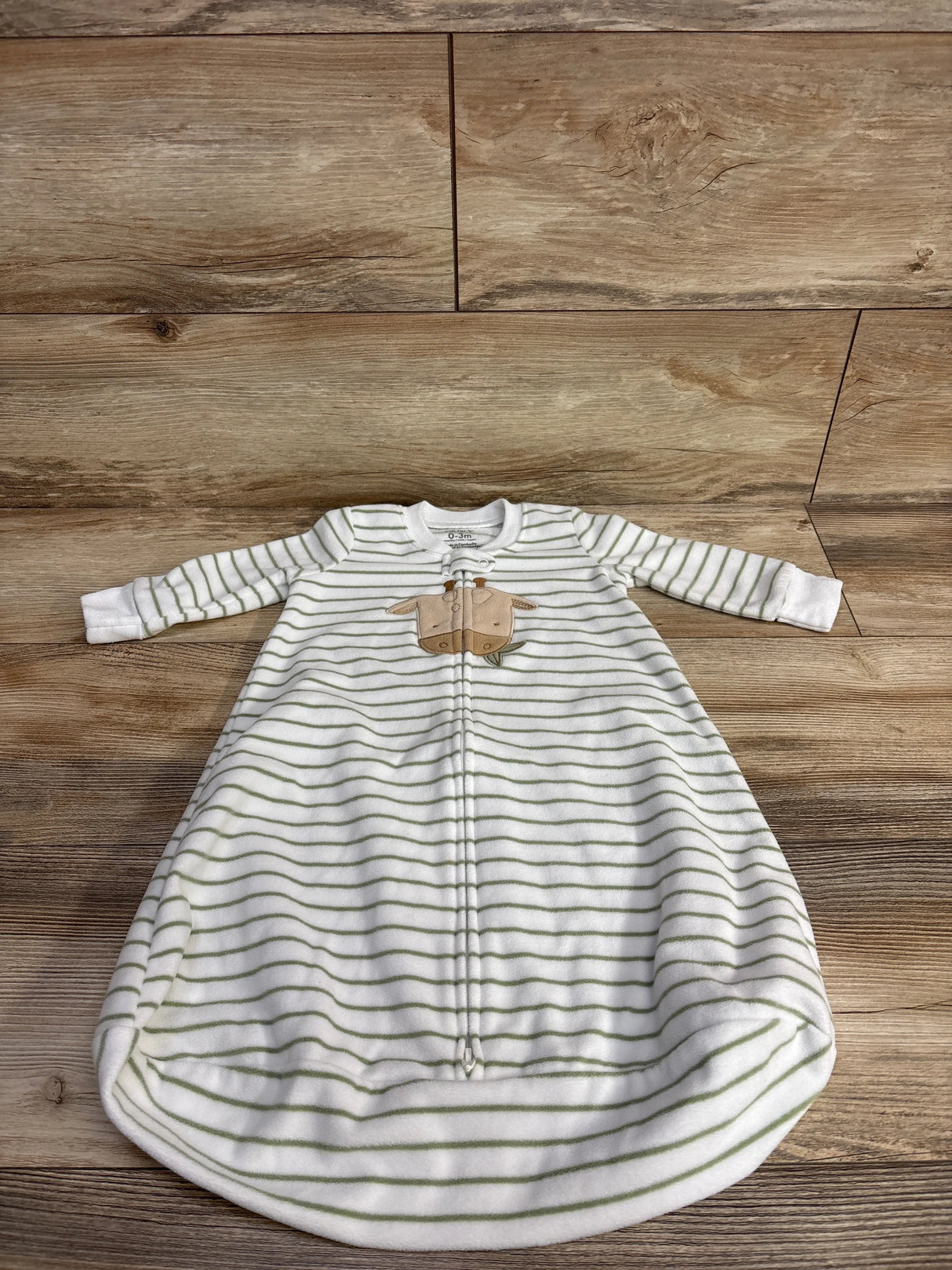 Carter's Giraffe Stiped Fleece Sleep Bag White sz 0-3m