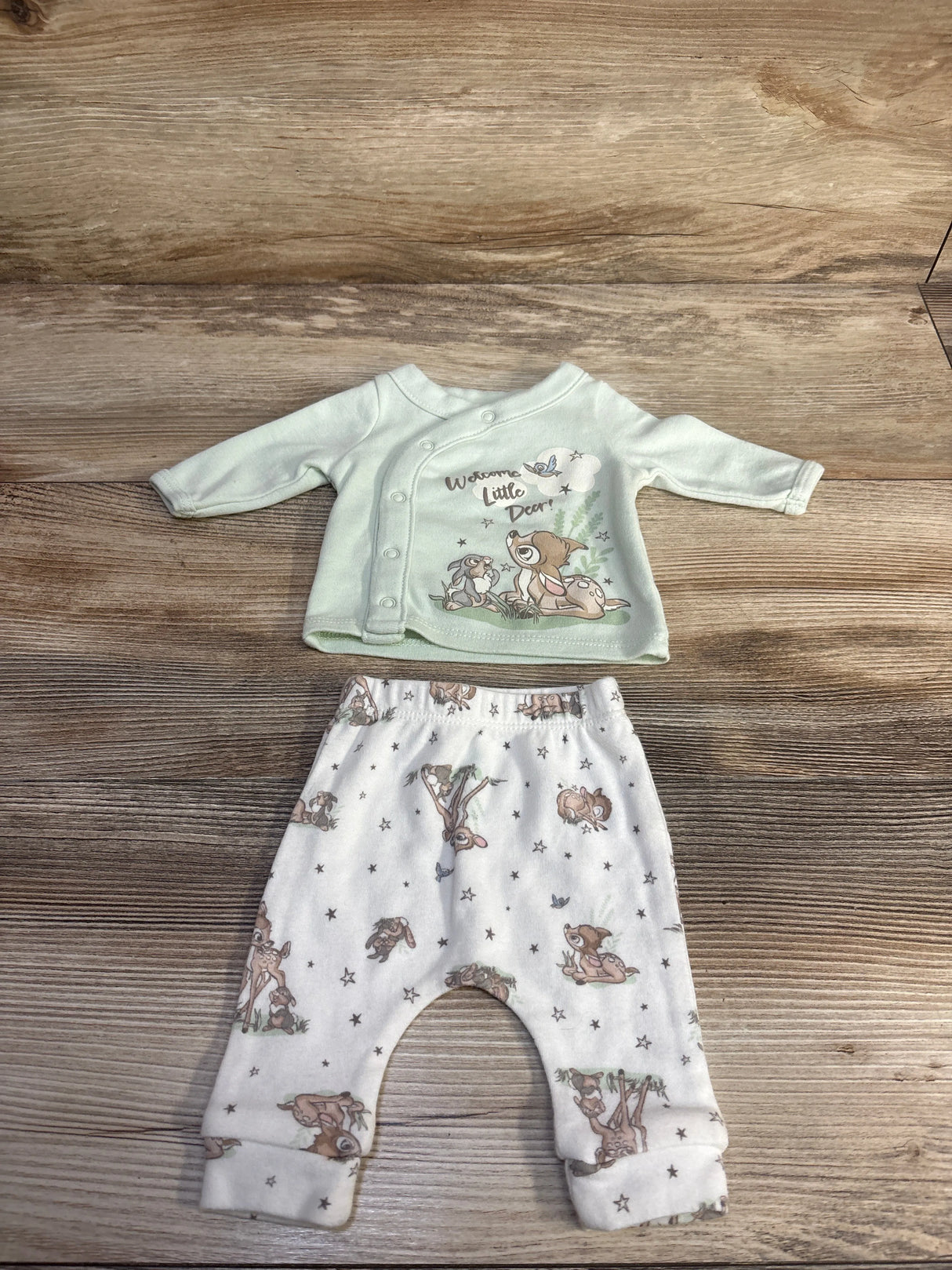 Disney Baby 2pc Welcome Little Deer Shirt & Pants Set Sage sz Preemie