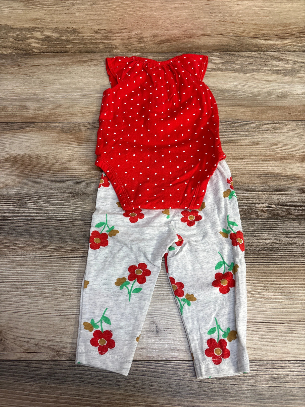 Carter's 2pc Polka Dot Henley Bodysuit & Leggings Red sz 6m - Me n Mommy To Be