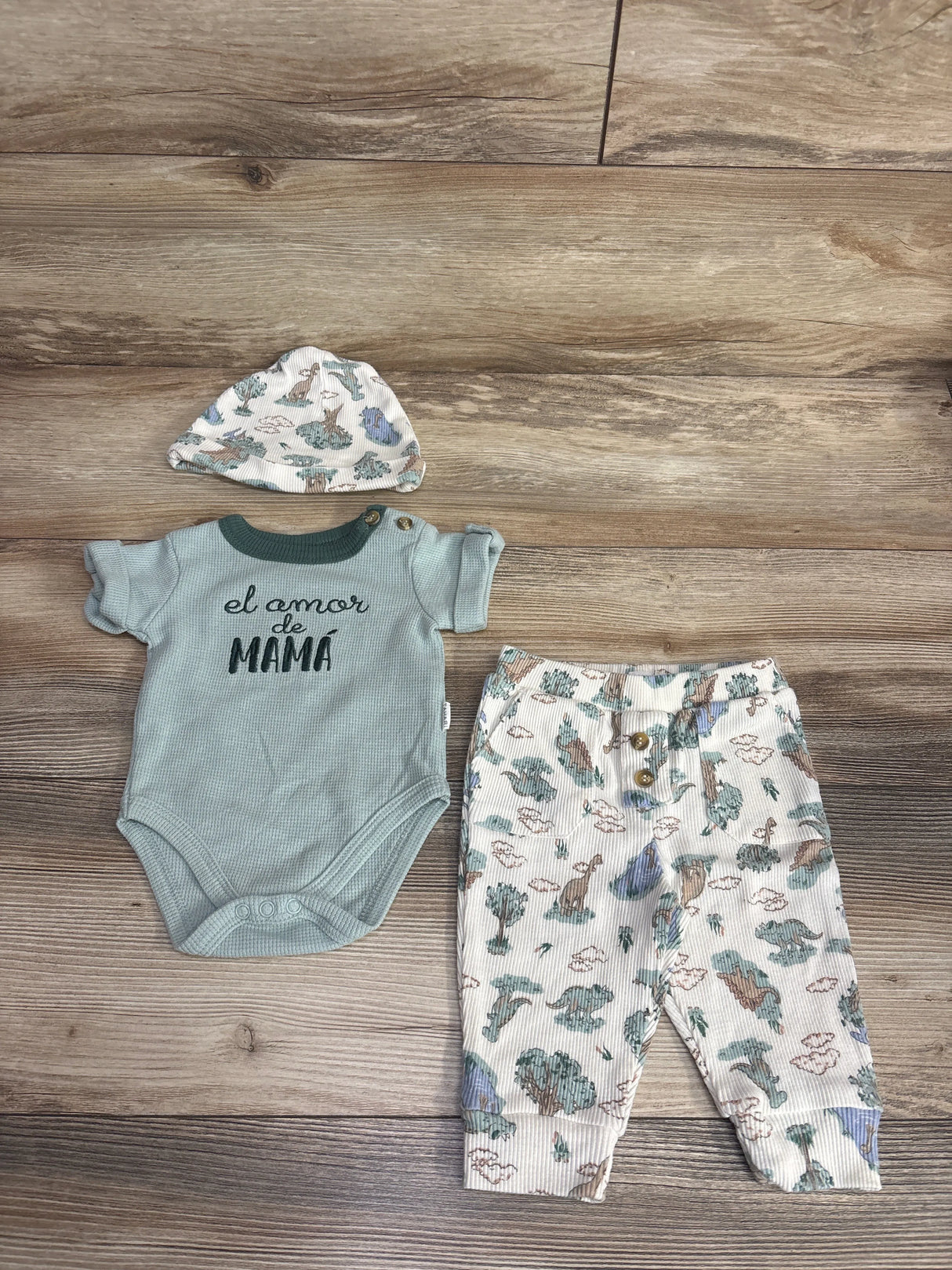 Tahari Baby 3pc Waffle Knit Bodysuit Set Mint sz 0-3m