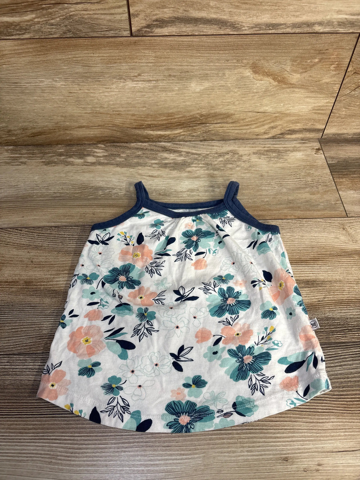 Honest Baby floral print white tank top for toddlers, size 3T