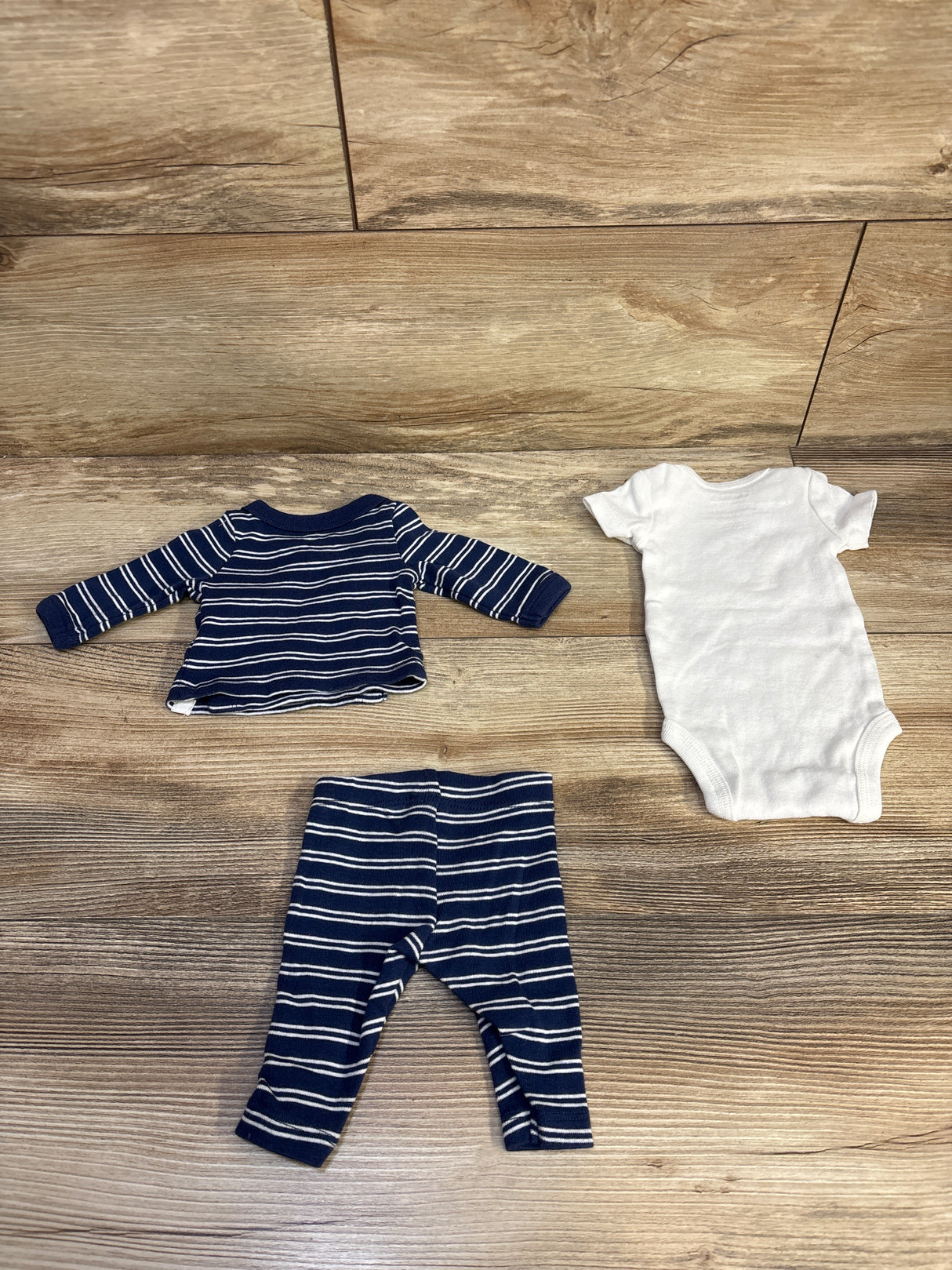 Just One You 3pc Striped Kimono Shirt, Bodysuit, & Pants Set Navy sz Preemie