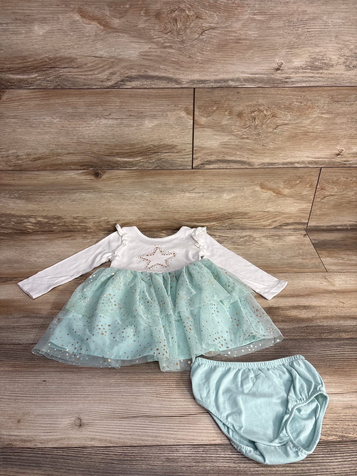 Cat & Jack Star Print Tulle Shirt Dress White sz 18m