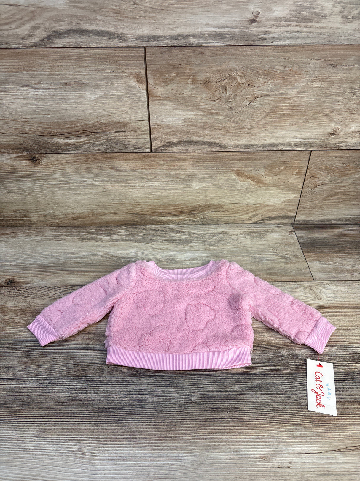 NEW Cat & Jack Plush Heart Print Sweatshirt Pink sz Newborn