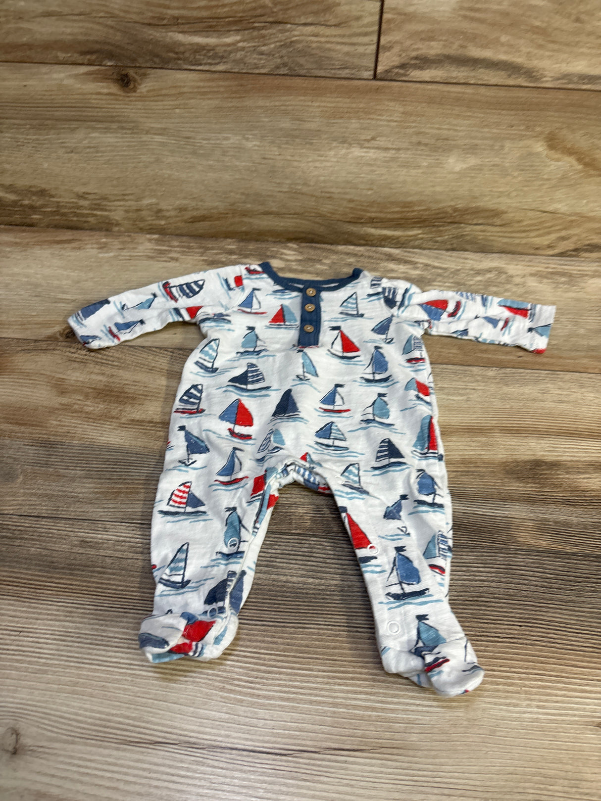 Mud Pie Henley Footed Coverall White sz 0-3m