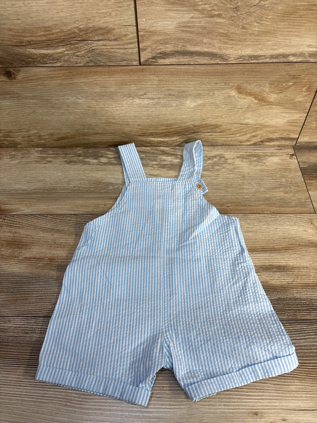 DC Superman Striped Seersucker Shortalls Blue sz 12m