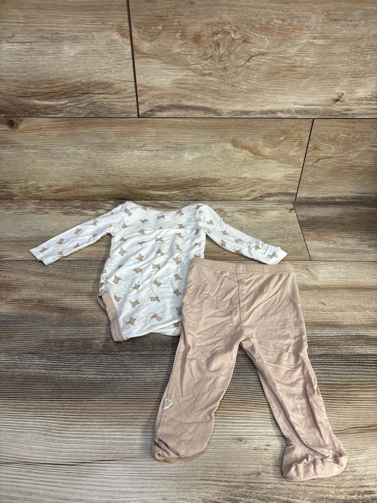 Snug 2pc Modal Bodysuit & Footed Pants Set Beige sz 0-3m