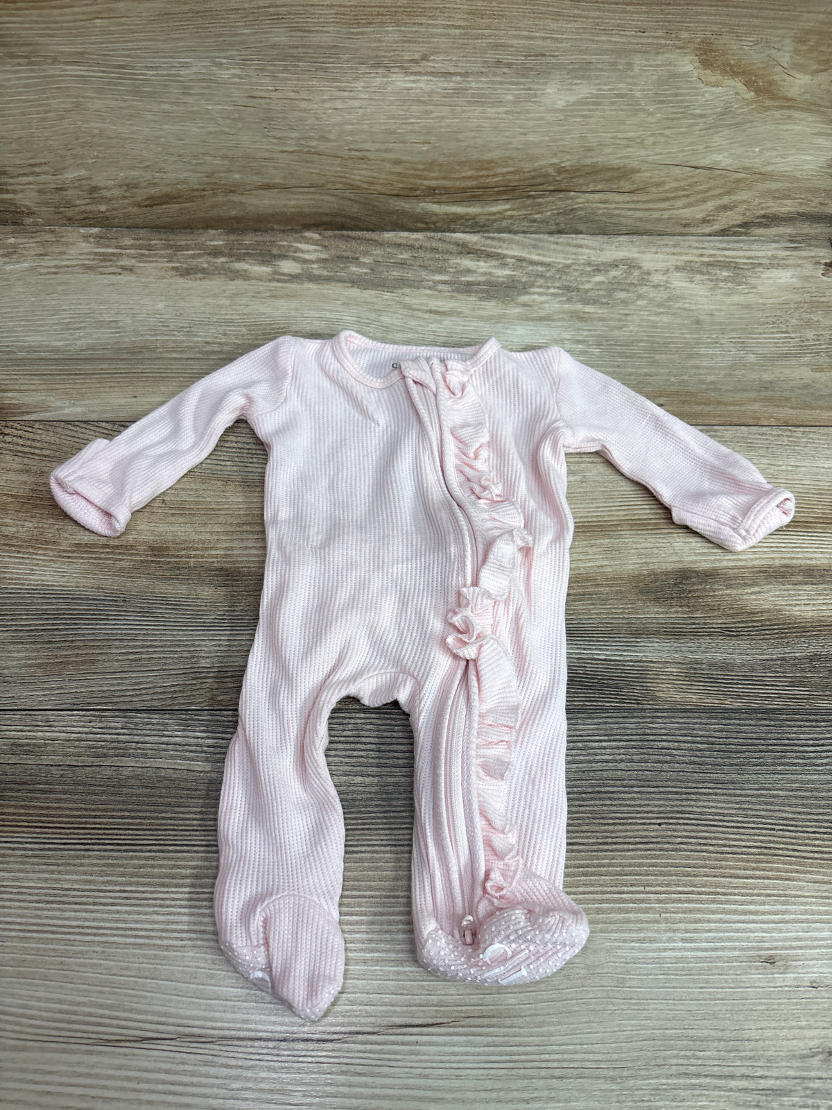 Caden Lane Bamboo Knit Ruffle Zipper Footie Pink sz Newborn