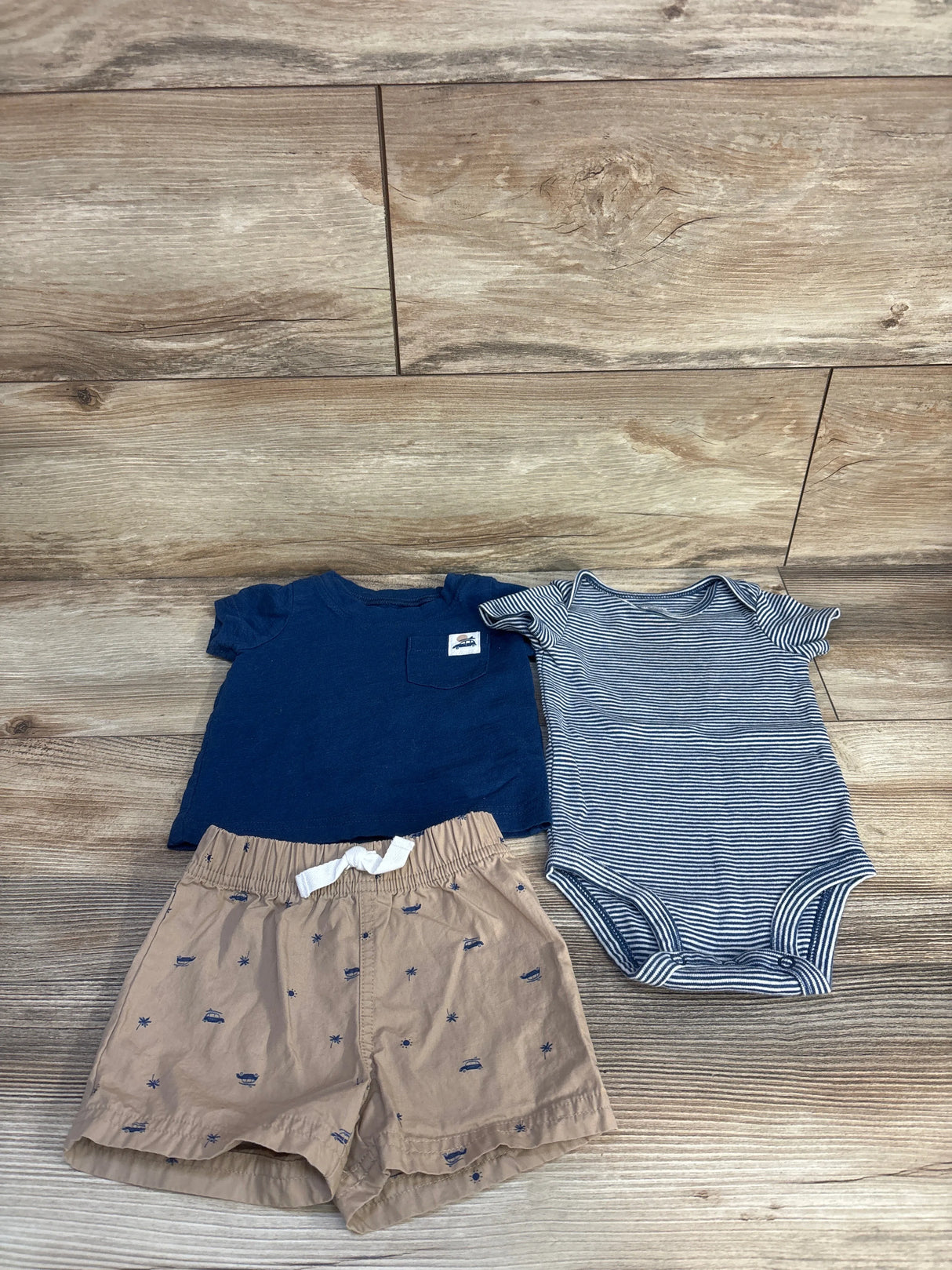 Just One You 3pc Shirt, Bodysuit, & Shorts Set Navy sz 6m