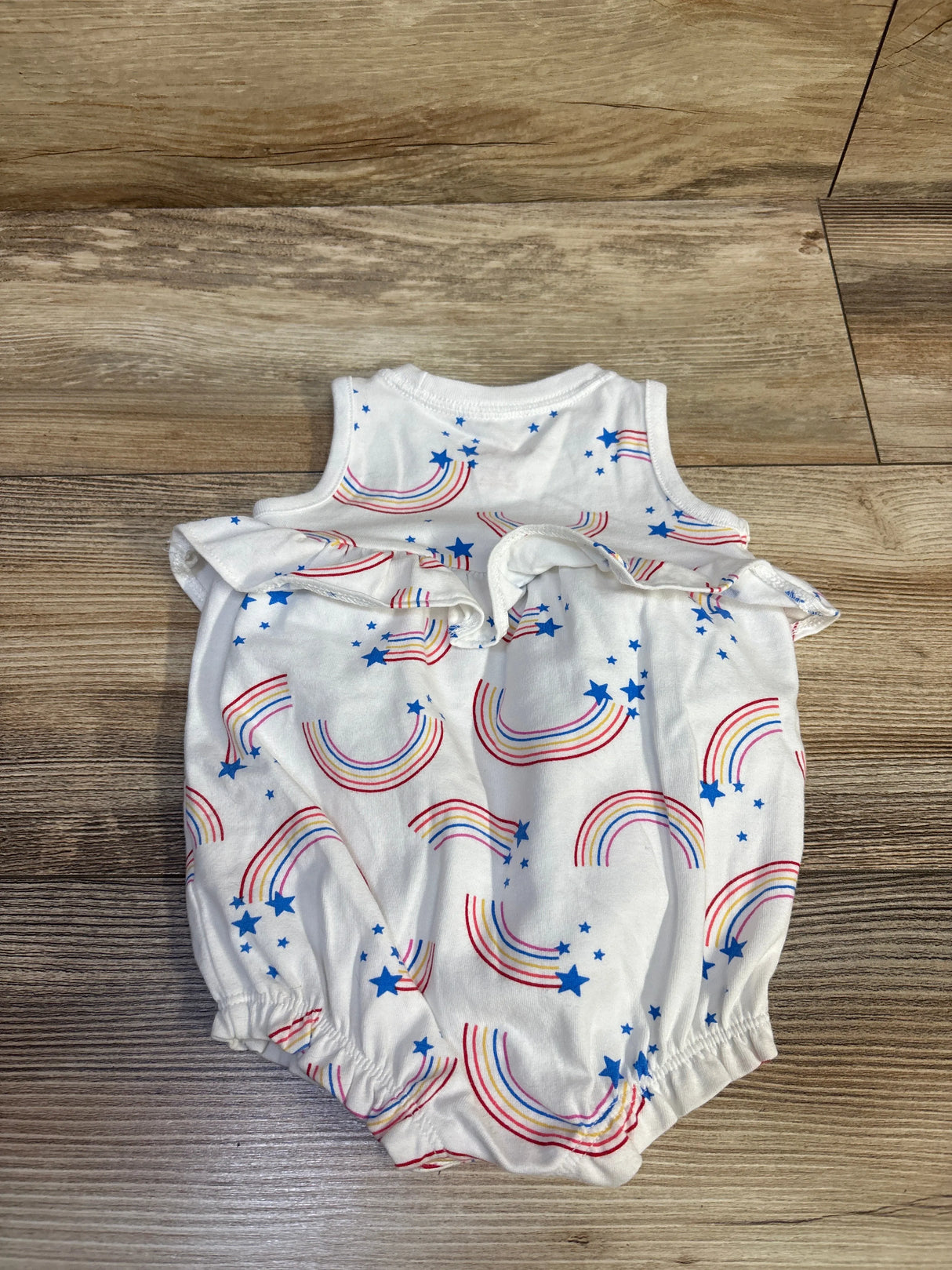 Cat & Jack Rainbow Print Bubble Romper White sz 0-3m